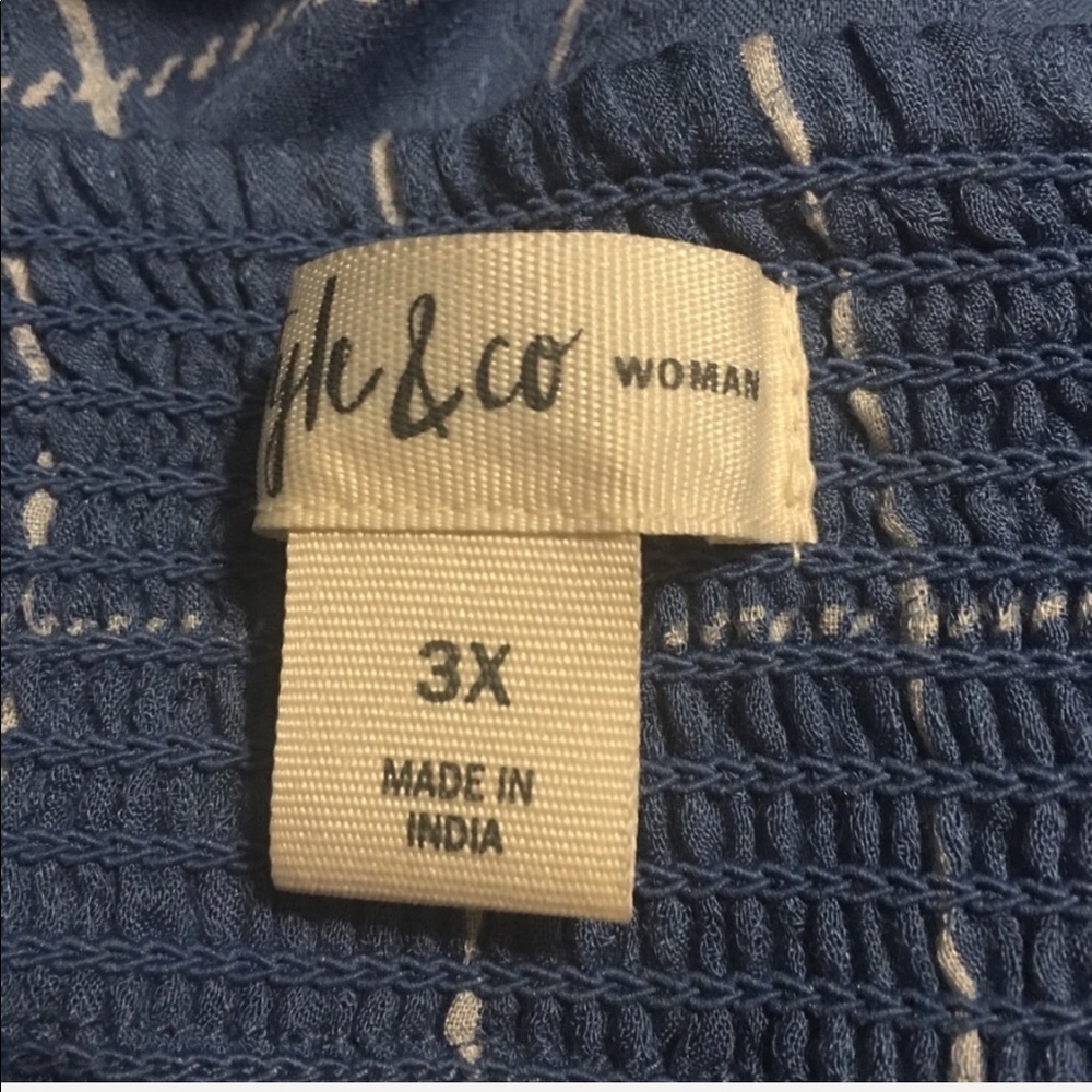 NWT Style & Co Poolside Check Off Shoulder Top - Picture 6 of 7